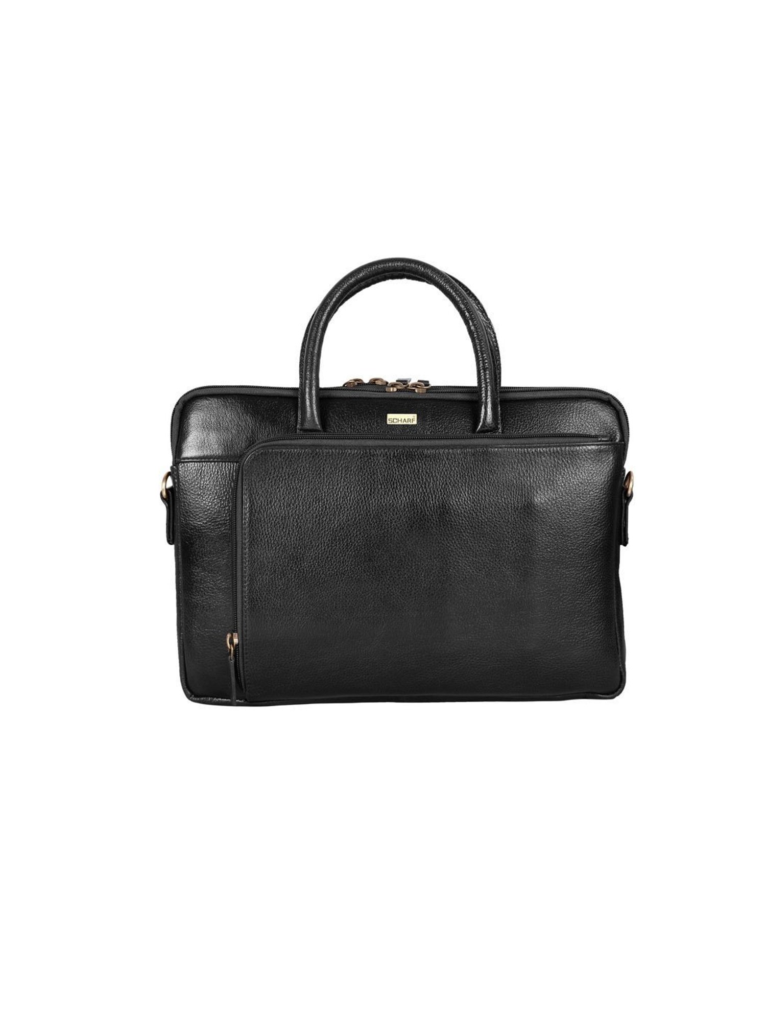 SCHARF Casa Grace Black Leather Medium Laptop Messenger Bag - 13.4 inches