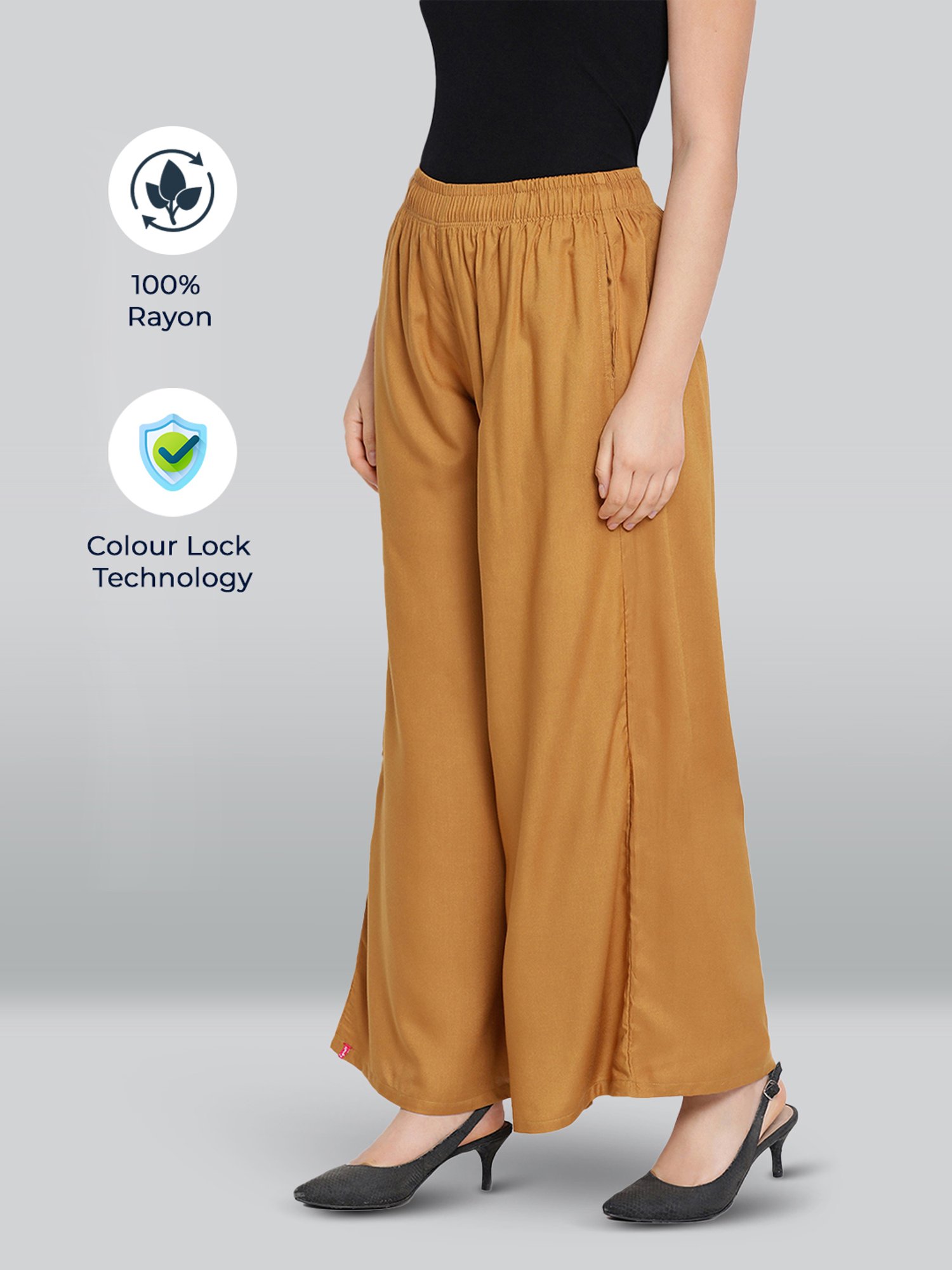 Lyra Beige Elasticated Full Length Palazzos