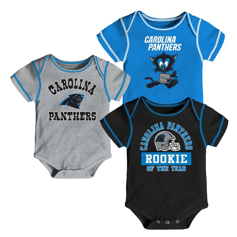 NFL Carolina Panthers Boys' Newest Fan 3pk Bodysuit Set 18 M