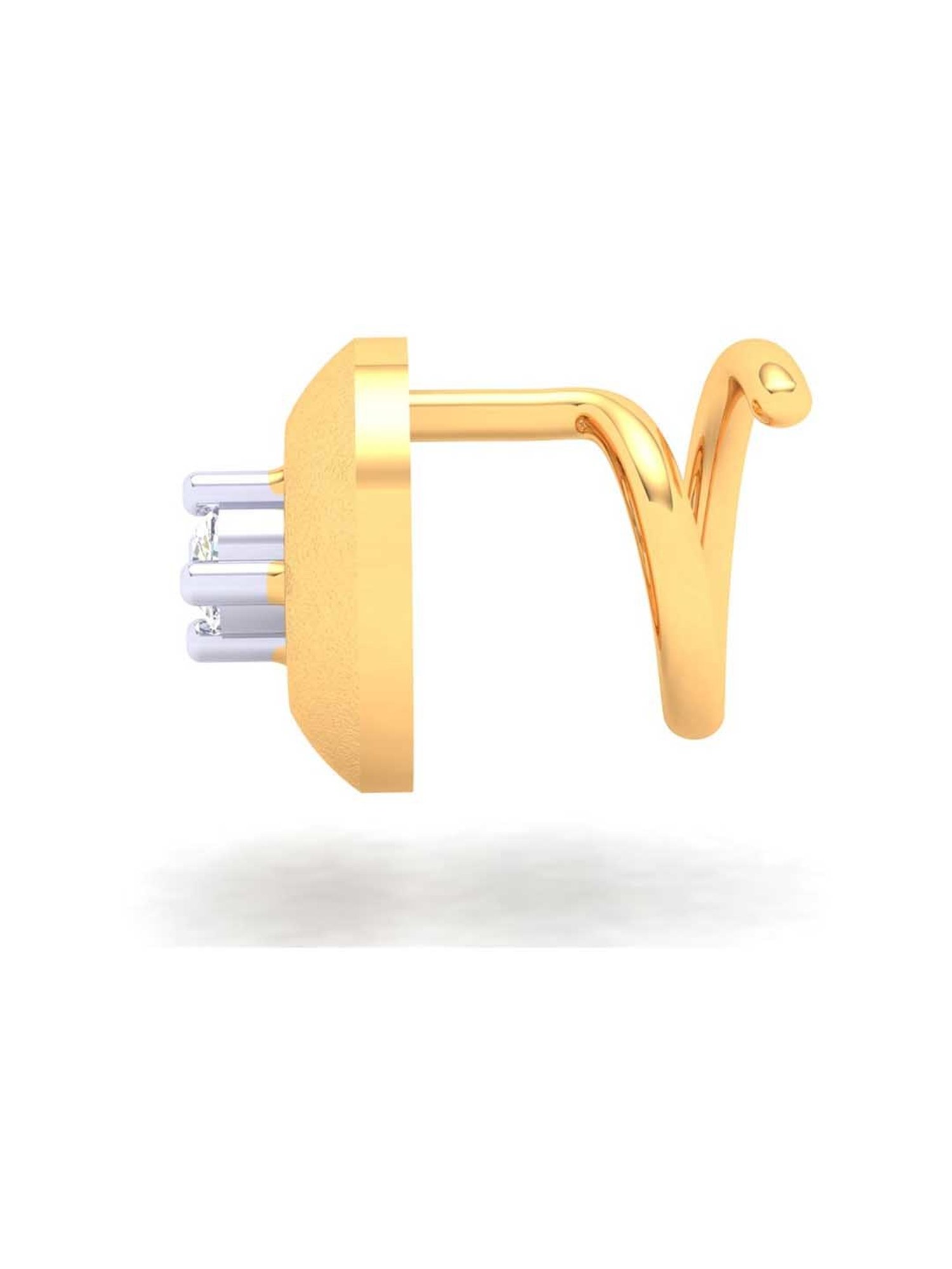 P.C. Chandra Jewellers 22k Gold Circle Shape White Stone Nosepin