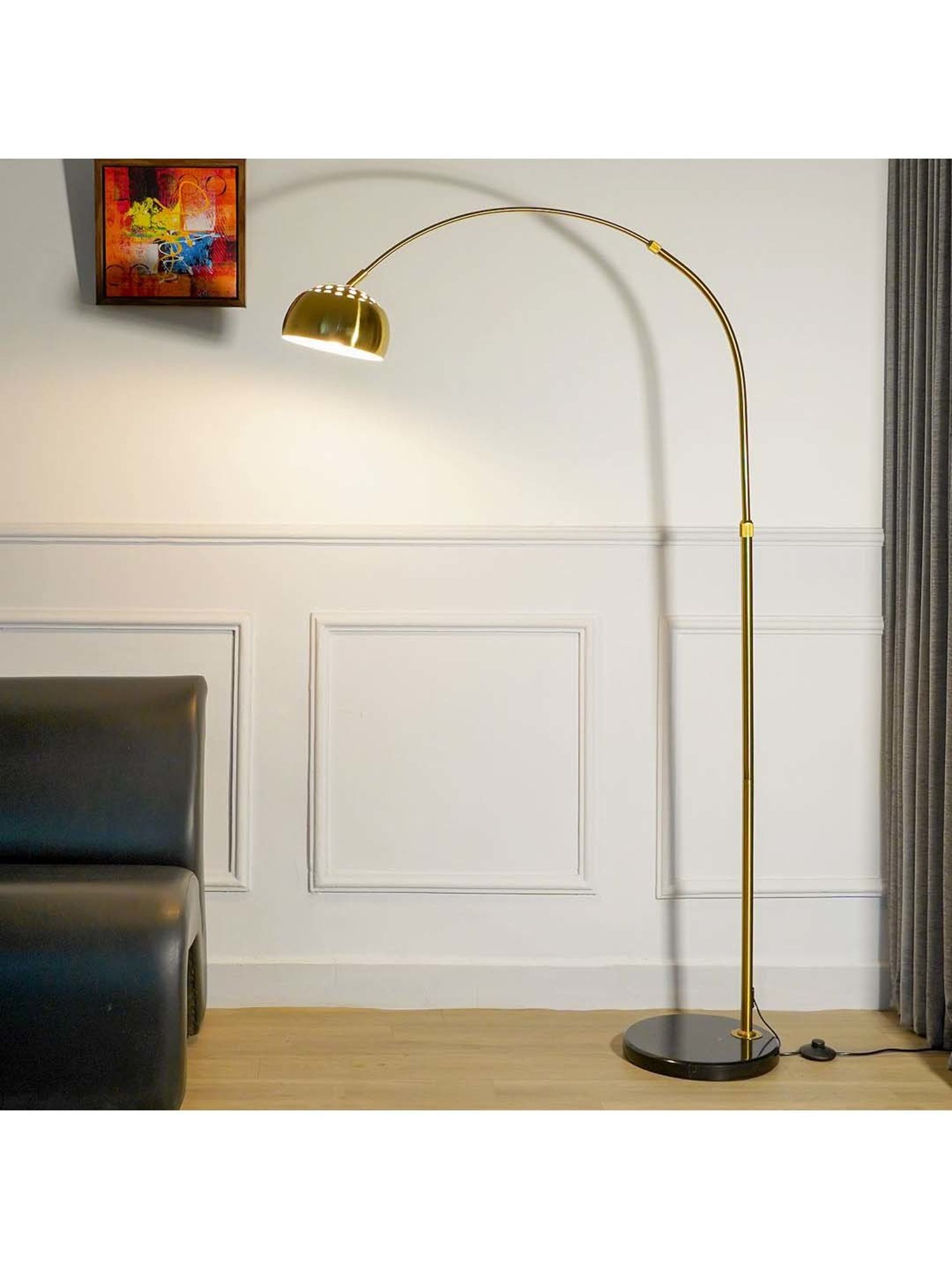 Kapoor E Illuminations Gallow Arc Brass & Black Metal Single Light Floor Lamp