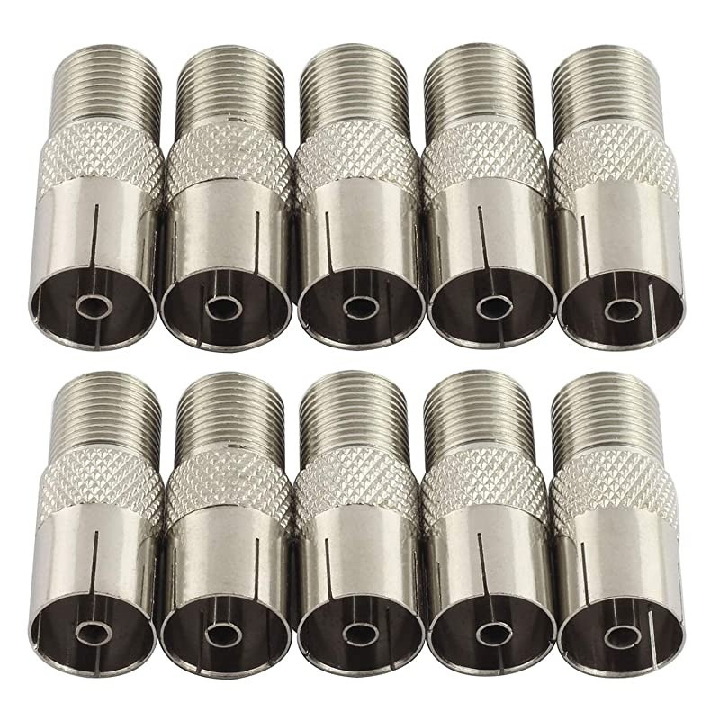10PCS FType Female to TV Female RF Coaxial ConnectorAntenna CATV FM PAL Quick Jack Adapter