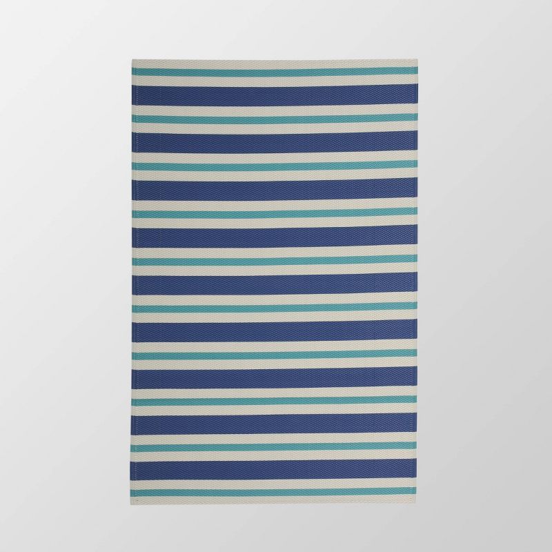 4'x6' Alveton Outdoor Modern Scatter Rug Turquoise/Cream - Christopher Knight Home