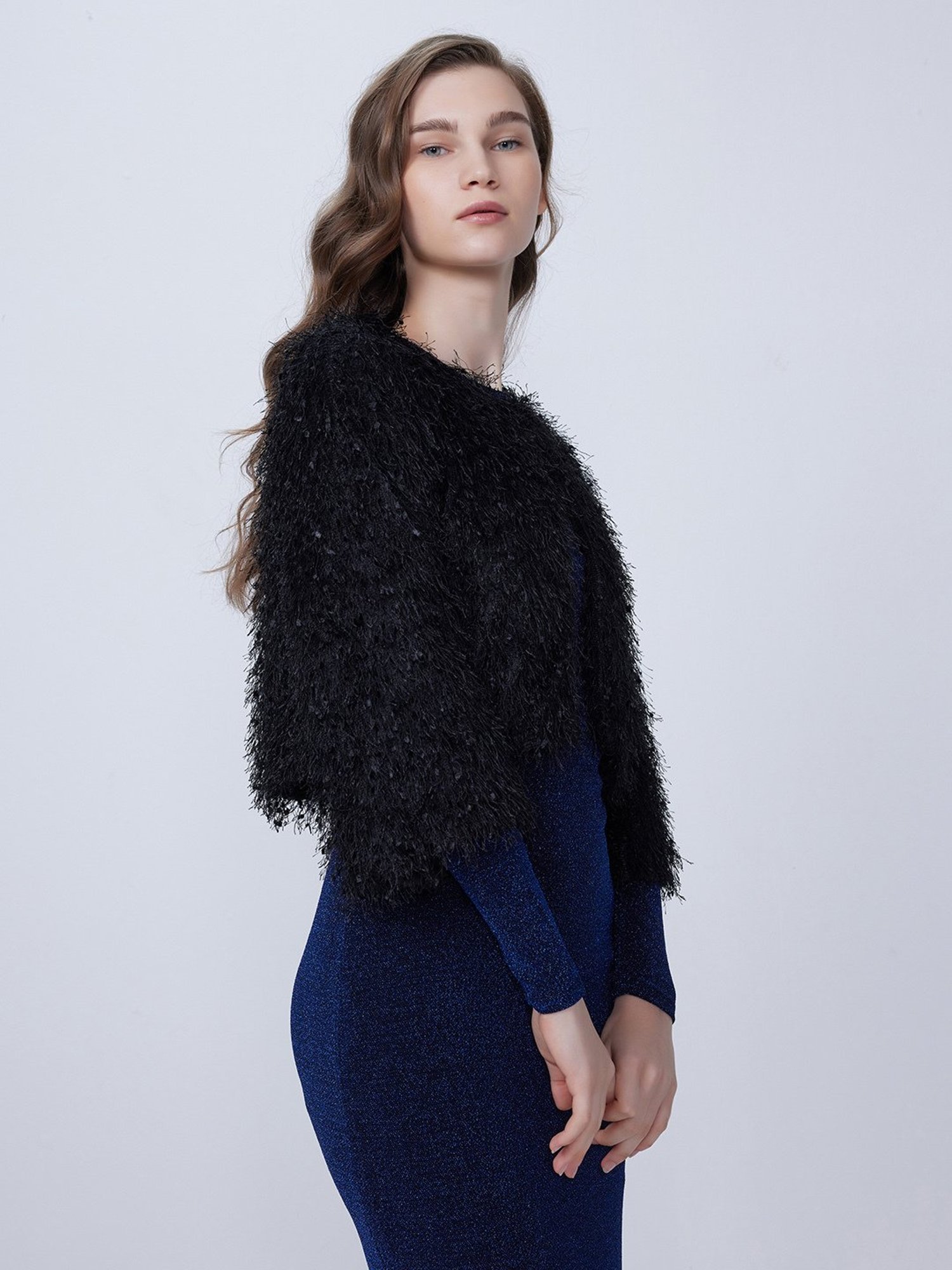 Akkriti by Pantaloons Off-White Self Pattern Shrug