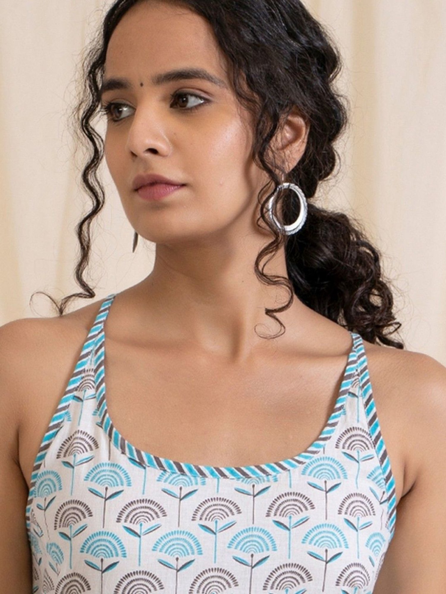 Akiso Aloha Grey & Blue Spaghetti Kurta