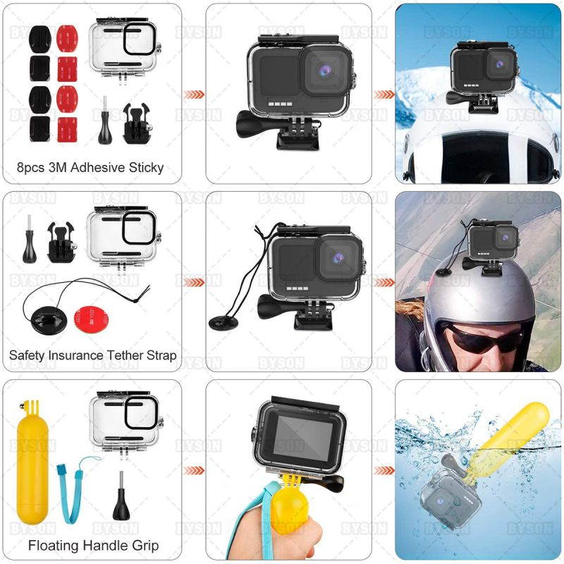 Ackmioxy 52 in 1 Accessories Kit for GoPro Hero 9 Black, Rubber Case/Waterproof Case + 3 Filters Chest + Head/Wrist Strap+ Bike/Backpack Clip + Floating Grip