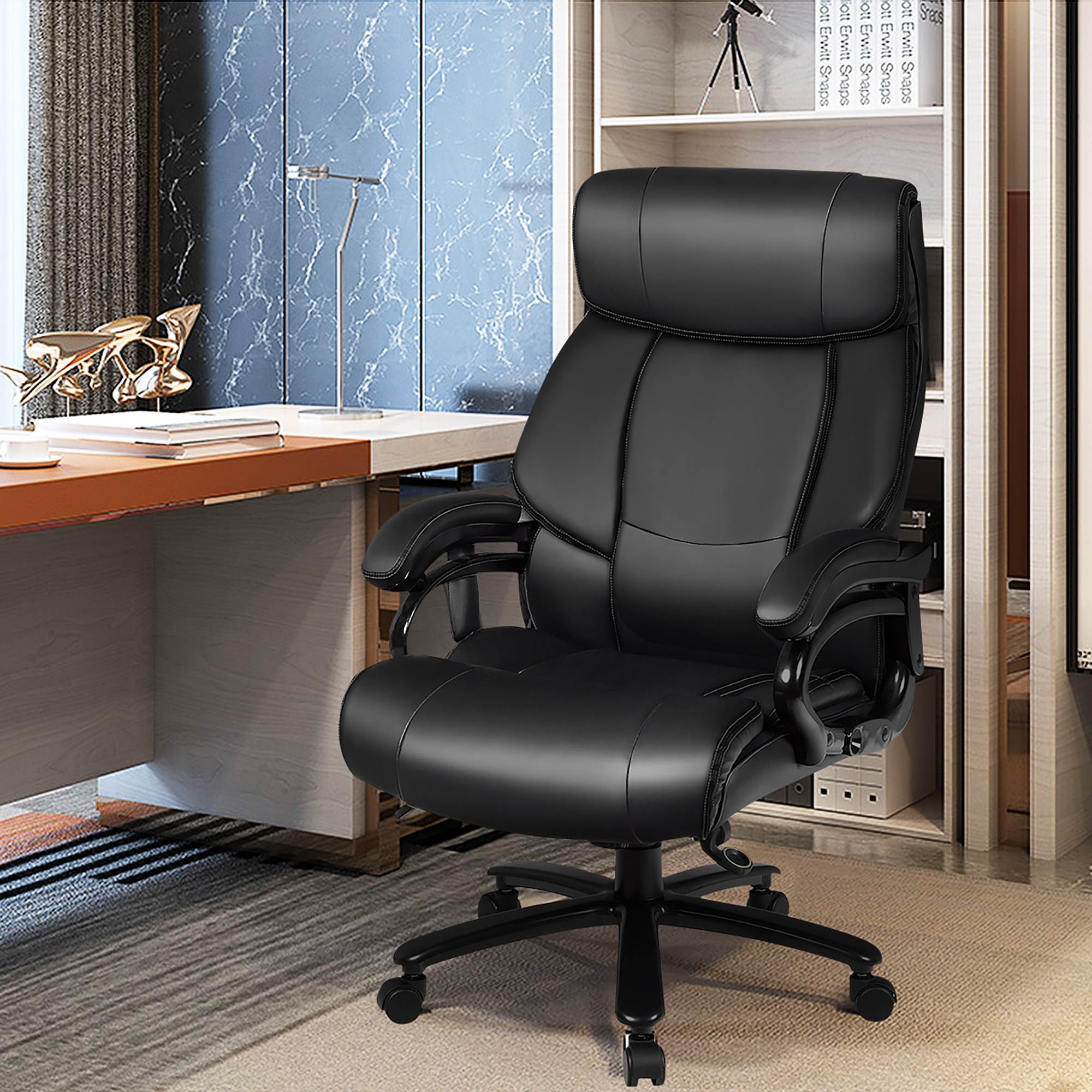 Costway Big & Tall 400lb Massage Office Chair Executive PU Leather Computer Desk Chair