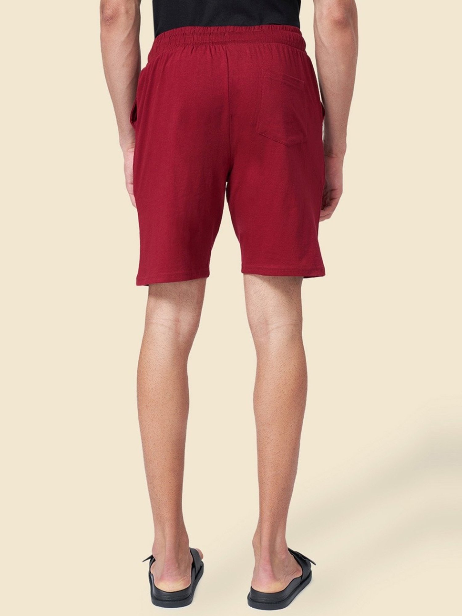 Ajile by Pantaloons Wine Cotton Slim Fit Lounge Shorts