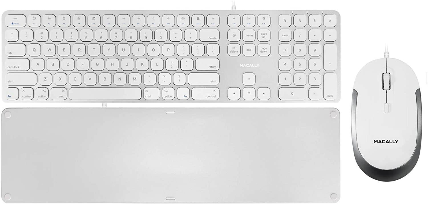 Macally Wired Mac Keyboard and a Silent Mouse with Adjustable DPI, Upgrade Your Workspace