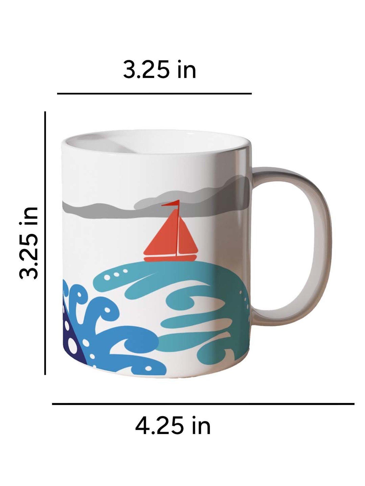 Nestroots White Stoneware Sailing Seas Coffee Mug (0.325 L)