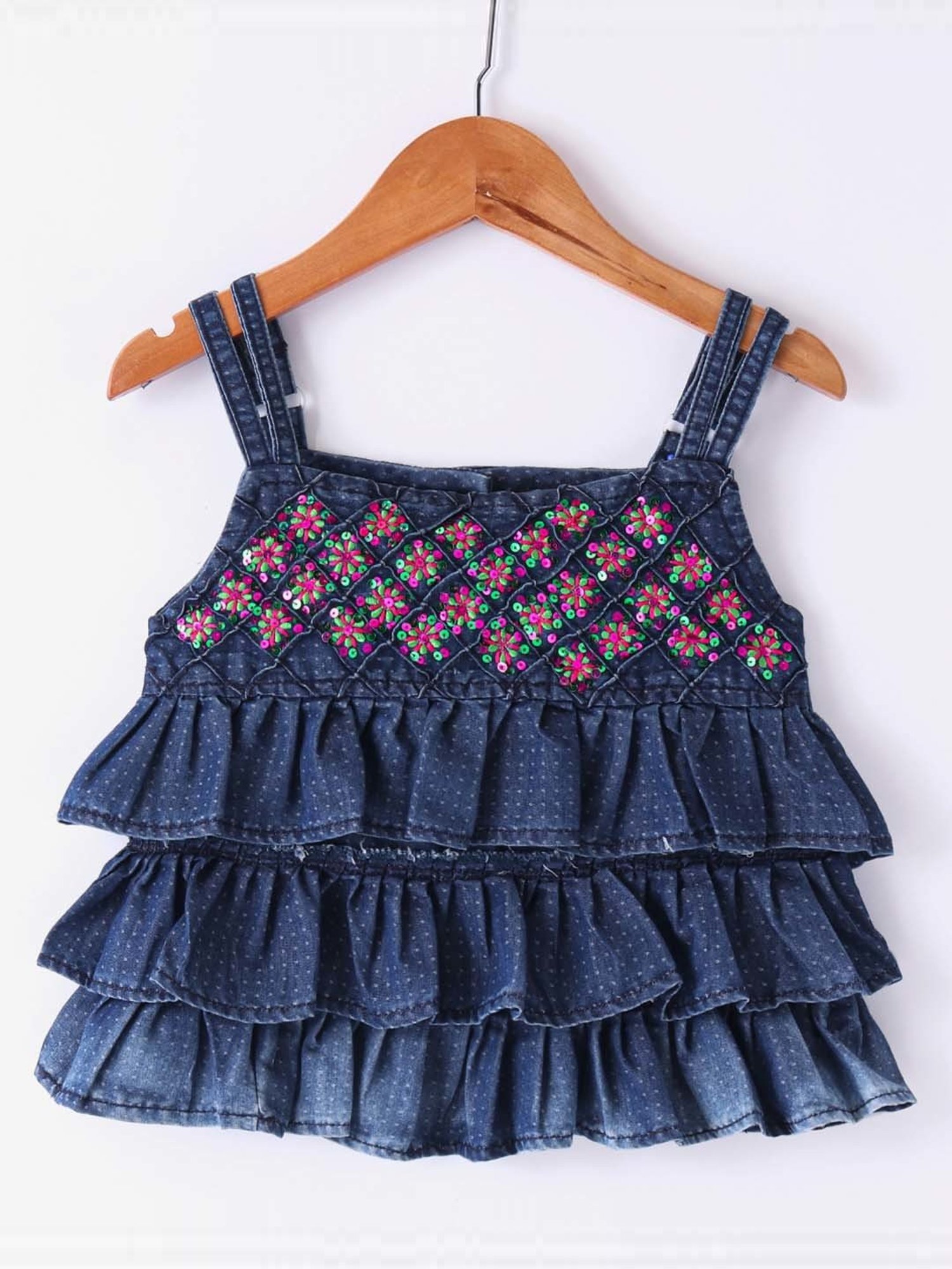 TWISHA Kids Blue & Pink Embroidered Top Set