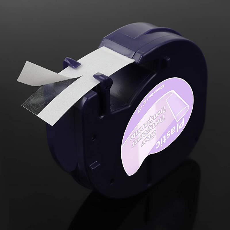 Compatible Label Replacement for DYMO LetraTag Refills Clear Transparent LT Pastic Tape 16952 for DYMO LetraTag 100H LT100T Plus LT110T QX50 Label Makers 12 Inch x 13 Ft 12mm x 4m 5Pack