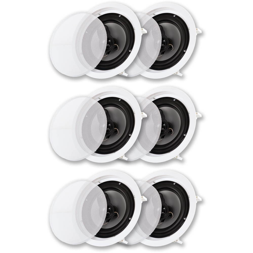 Acoustic Audio CS-IC83 In Ceiling 8" Speaker 3 Pair Pack 3 Way Home Theater Flush Mount