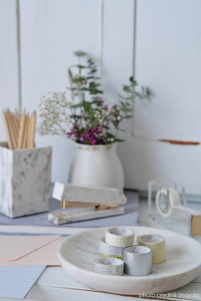 UNIQOOO Marble Print Desk Pen and Pencil Holder Case Box with Fashionable Modern Design in Elegant Matt Finish- Beautiful Stationery for Daily Use in Office, Classroom, Home, Great Xmas Gift Idea