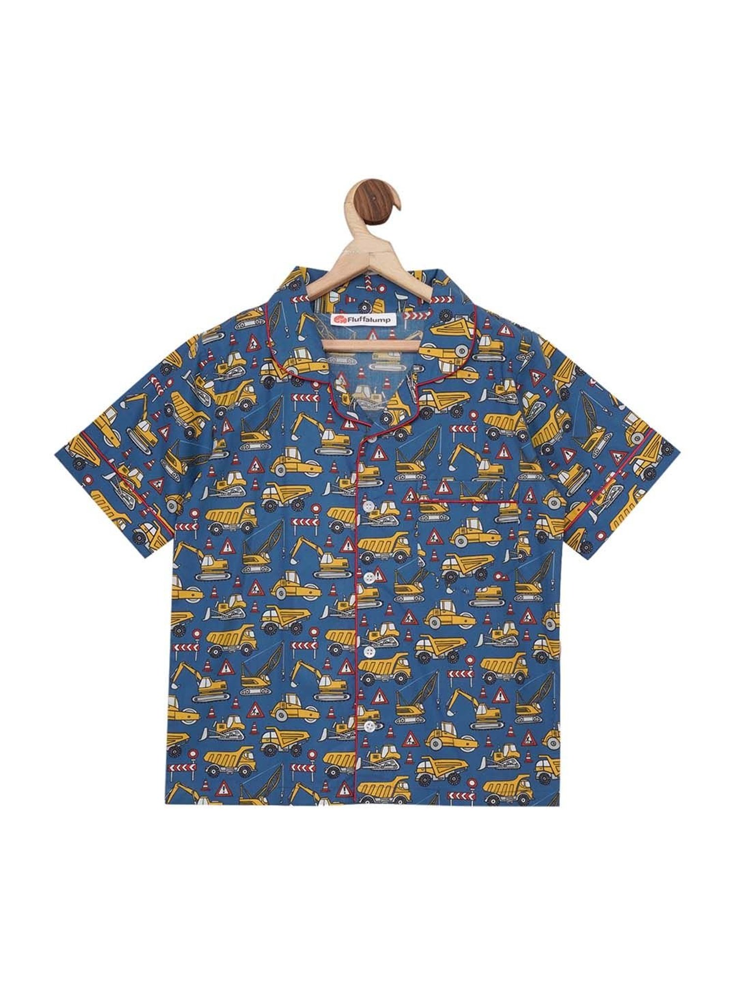 Fluffalump Boys Multicolor Cotton Printed Nightwear Top & Pants Set