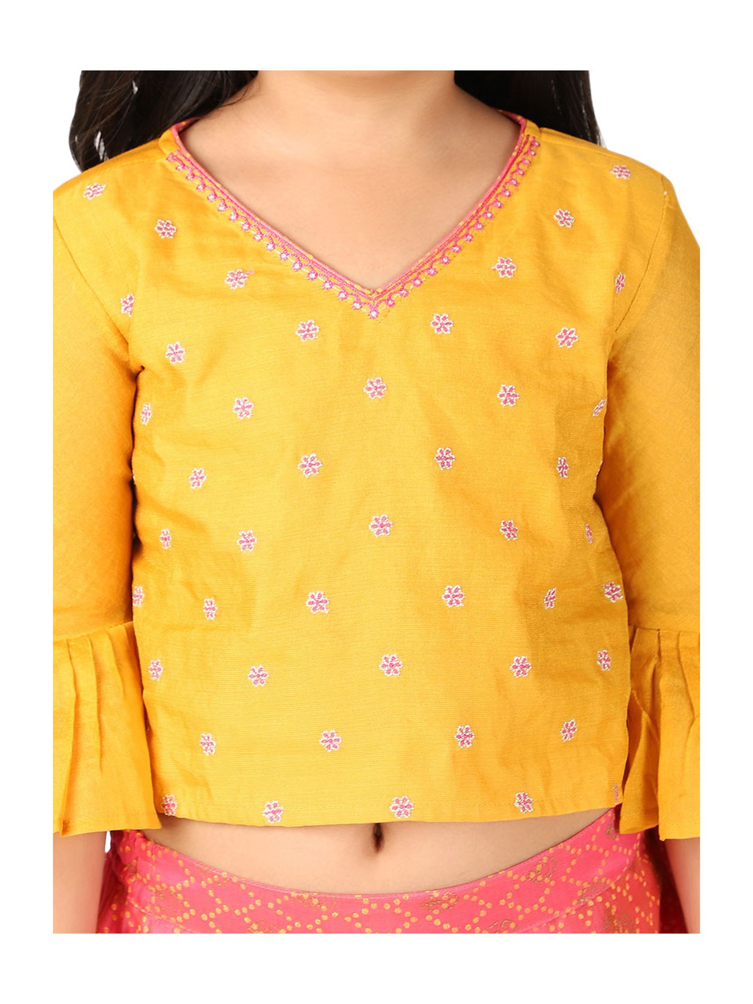 A Little Fable Kids Red & Beige Embellished Lehenga Choli