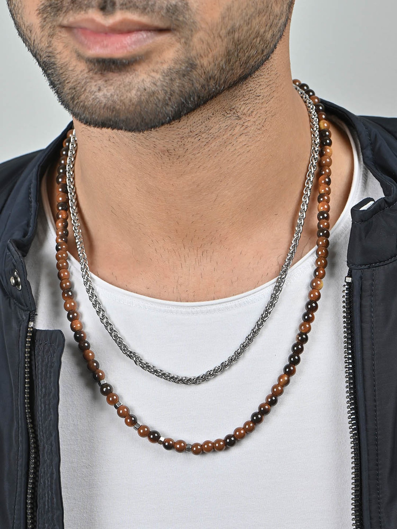 The Bro Code Multi Beaded Layered Neckalce Chain for Men