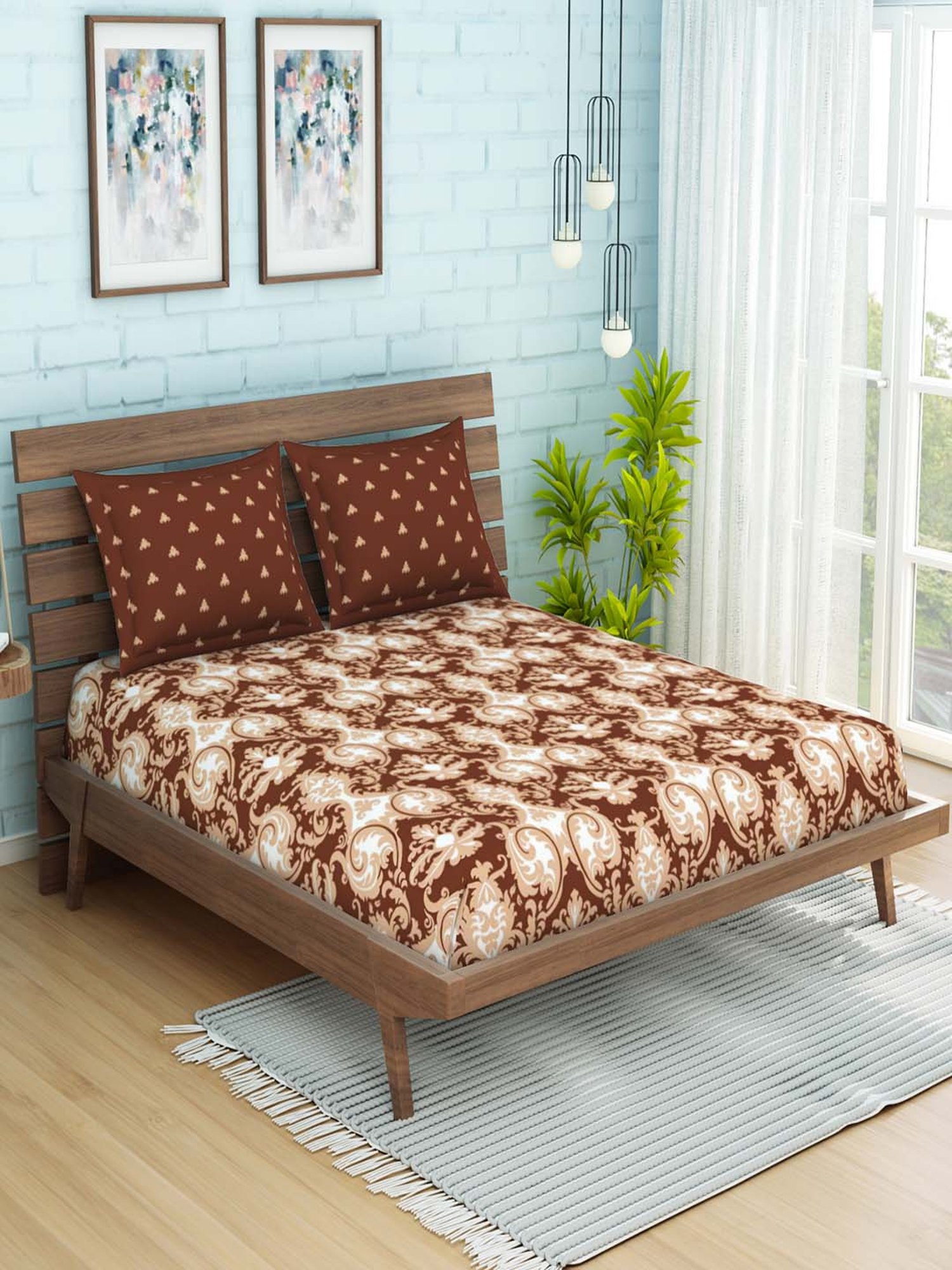 Spaces Atrium 144 TC Brown Bed Sheet Set