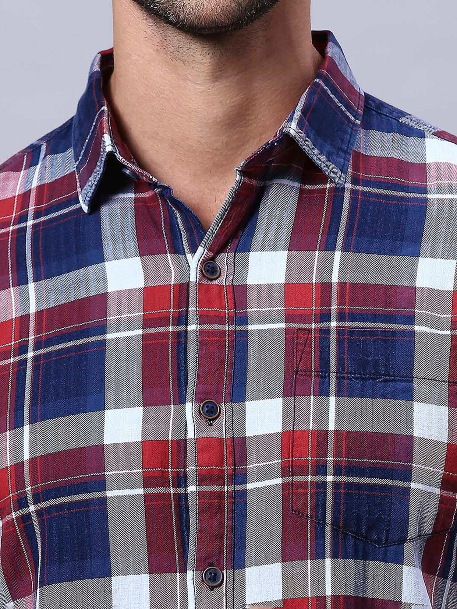 HJ HASASI Multicolor Slim Fit Check Cotton Shirt