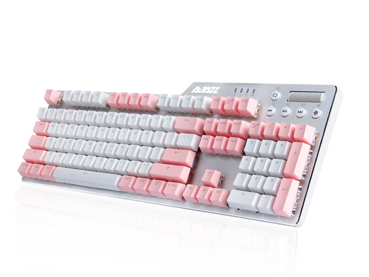 A-jazz AK35i Mechanical Gaming Keyboard with 104 Full Anti-ghosting Keys+6 Special Keys,RGB Backlit Keyboard For Office And Game, DIY PBT Keycaps - Cherry Blossom(Blue  axis)