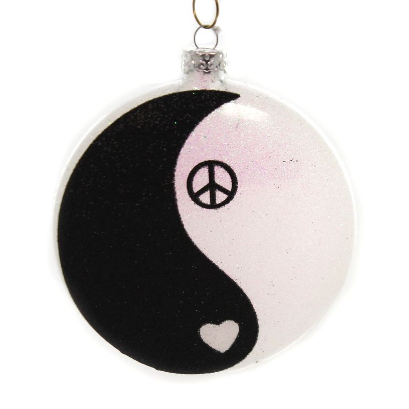 Holiday Ornaments 4.25" Yin Yang Peace Heart Chinese Dualism  -  Tree Ornaments