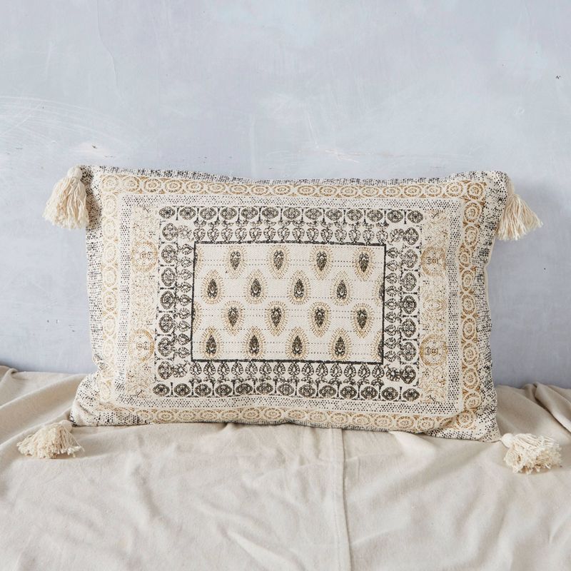 16"x24" Oversize Printed Lumbar Throw Pillow Ochre - Patina Vie