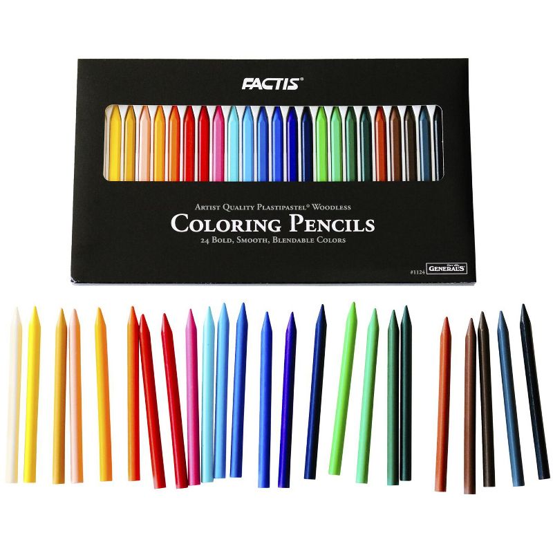 Factis Crayon Set, 4-3/4 in, Assorted Colors, set of 24