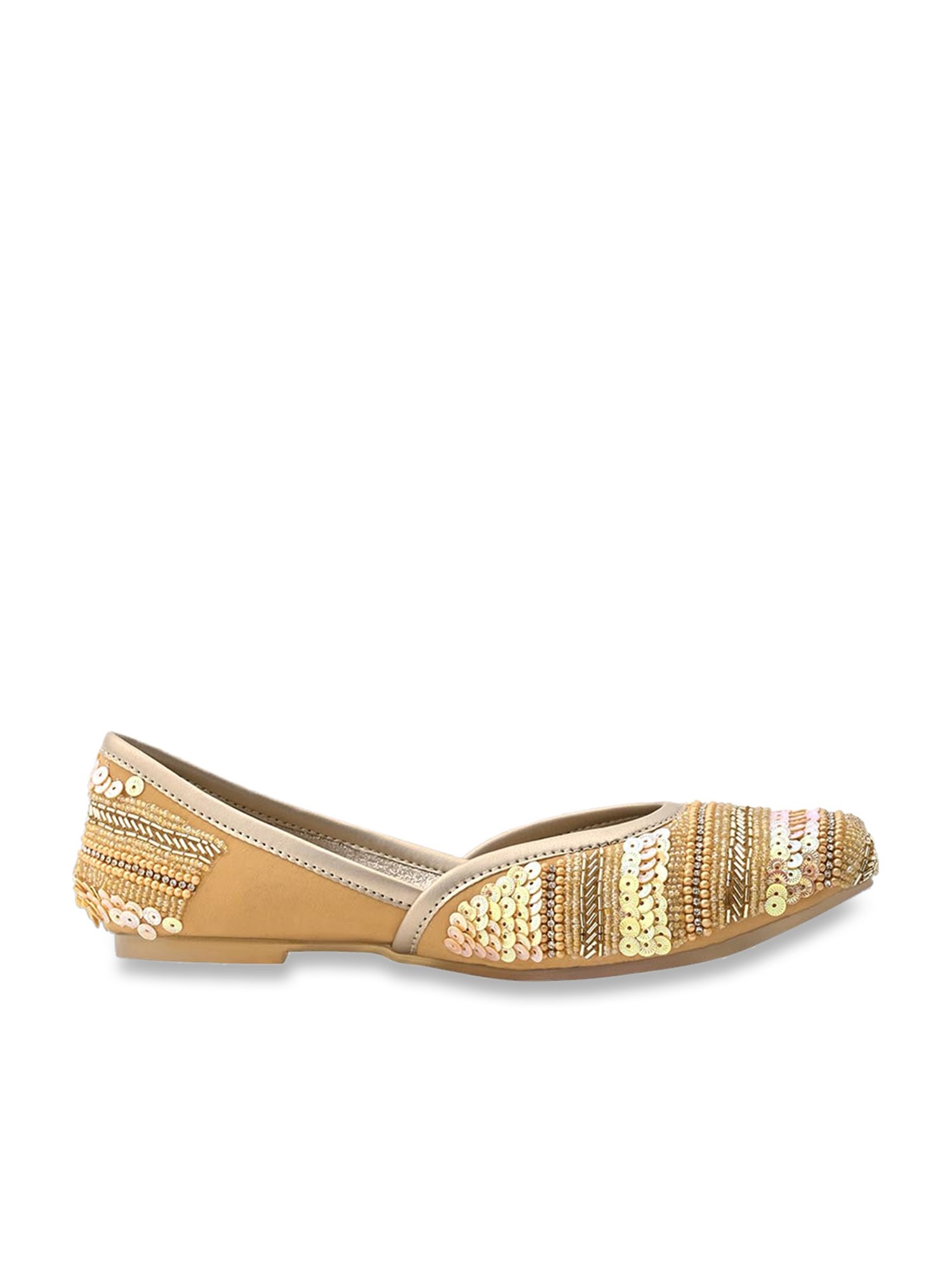 Jove Women's Golden Ethnic Juttis