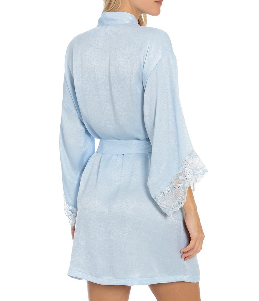 In Bloom by Jonquil Cross Dye Lace & Shimmer Satin Short Wrap Robe