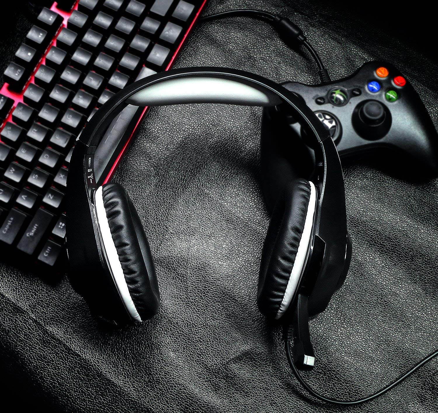 Beexcellent GM-1  Gaming Headset for PS4 Xbox One PC Gaming Headphone with Crystal Stereo Bass Surround Sound, LED Lights & Noise-Isolation Microphone