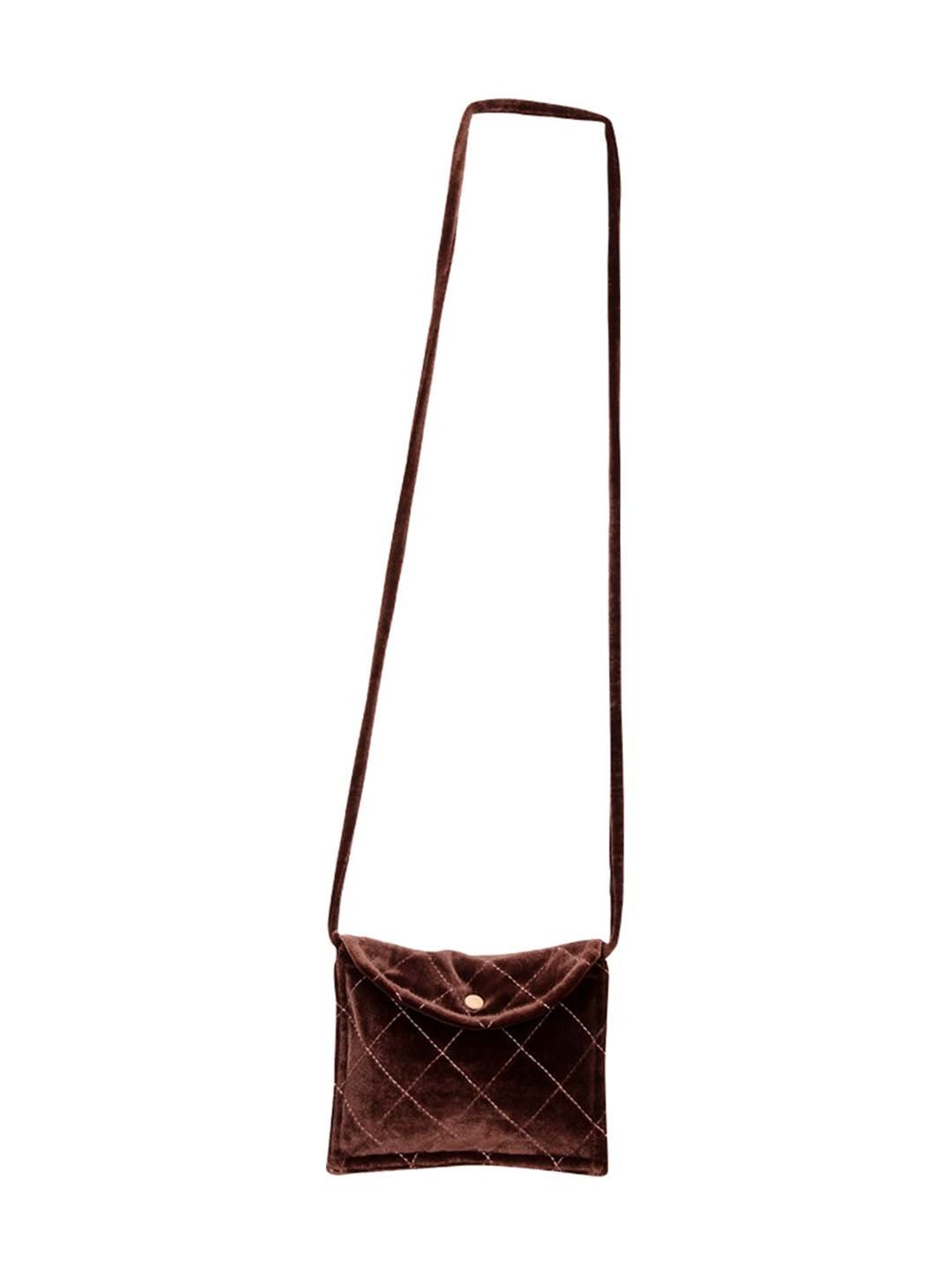 Cutecumber Kids Brown Dress With Belt & Sling Bag