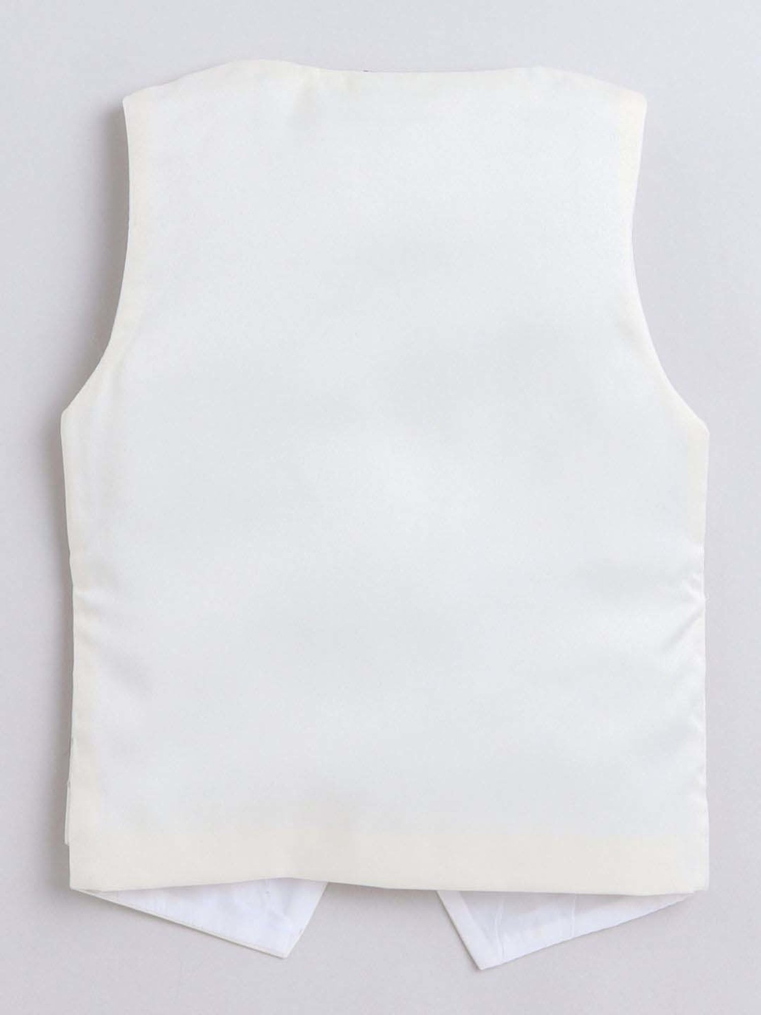 Fourfolds Boys Cream Solid Full Sleeves Clothing Set