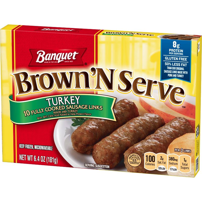Banquet Frozen Brown'N Serve Frozen Turkey Links - 6.4oz