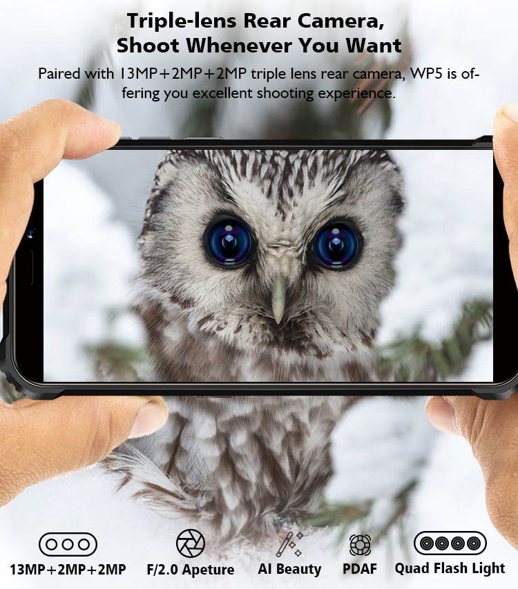 OUKITEL WP5 Rugged Cell Phones Unlocked Android 9 Smartphone 8000mAh Battery Triple Camera 4 LED Flashlights 4GB+32GB IP68 Waterproof 5.5 HD+4G Dual SIM Phone Face/Fingerprint ID