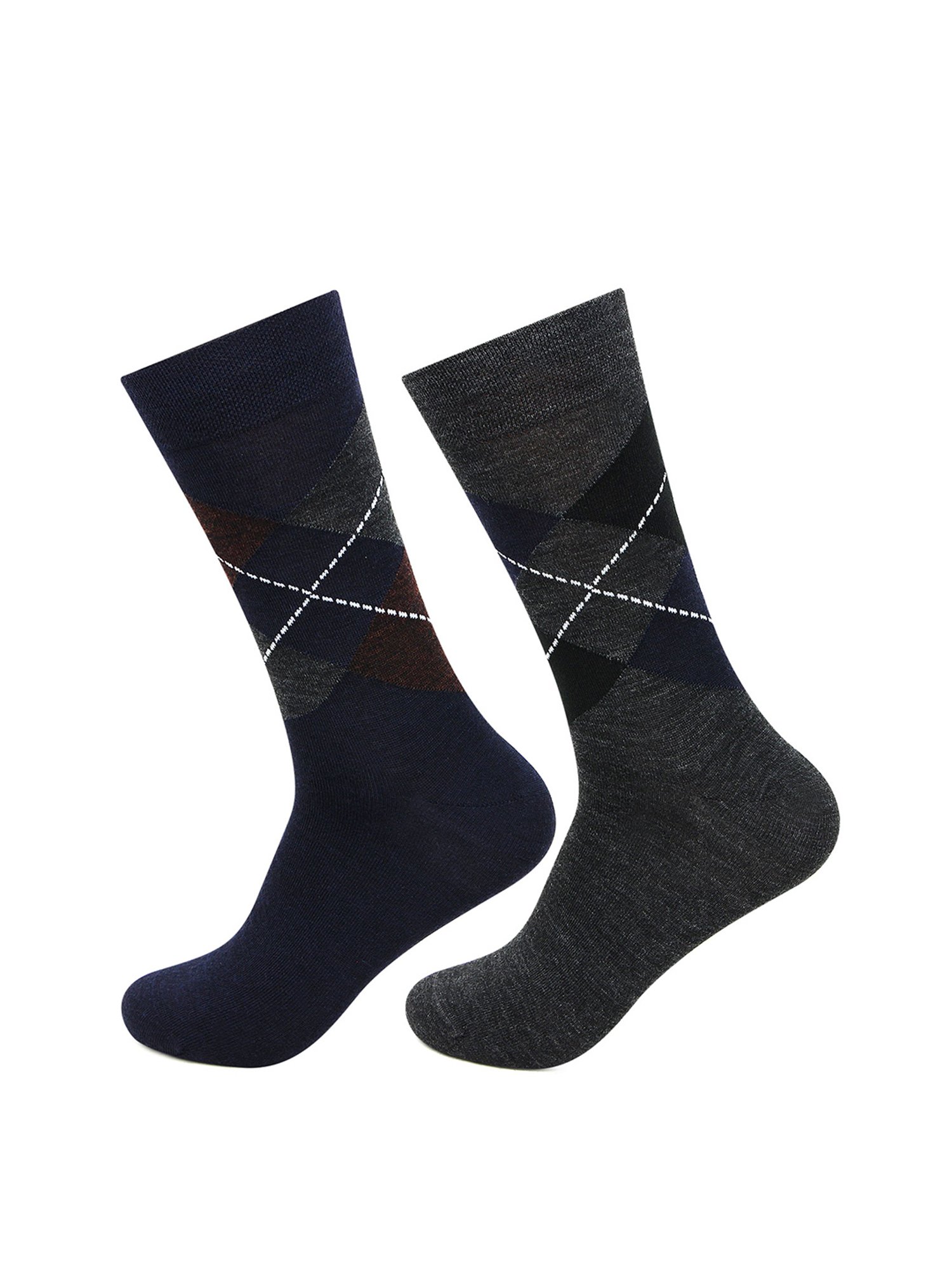 Bonjour Navy and Dark Grey Socks (Pack Of 2)