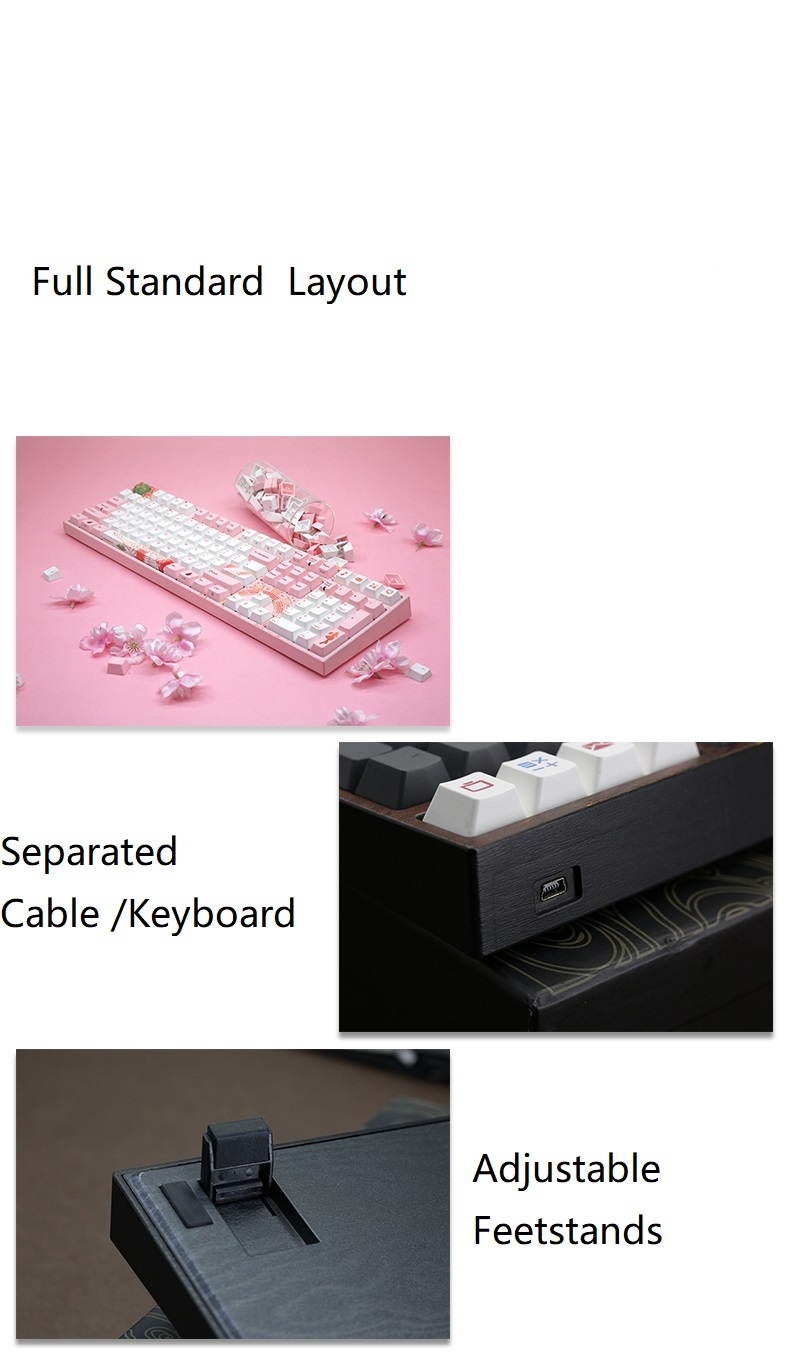 Varmilo  Ergonomic Design, Cool Exterior  108 Keys USB Wired Cable Detachable Cherry MX  Mechanical Gaming  Keyboard   For Office And Game, PBT Keycaps - VA108M Cen Ying Verison