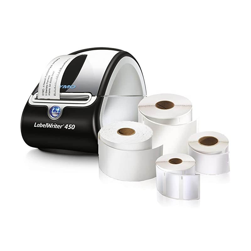 LabelWriter 450 Super Bundle FREE Label Printer with 4 rolls of Shipping File Folder and MultiPurpose Labels 1957331BlackSilver