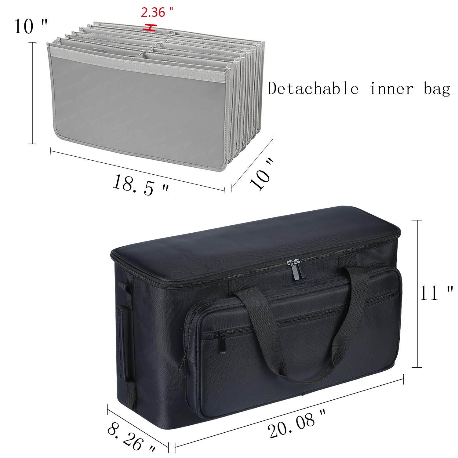 BUBM Large Travel Gig Band Cable File Bag,with double separate bags, Musical instrument Cable & Accessories Organizer Laptop Bag for 13inch macbook.