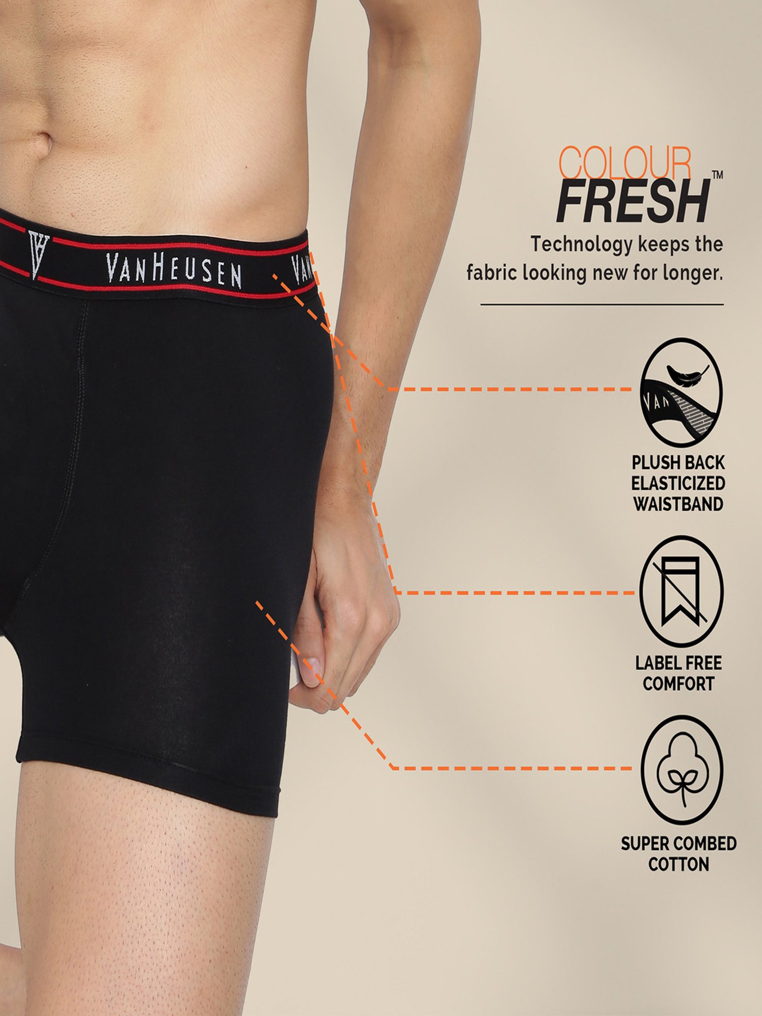 Van Heusen Regular Fit Colour Fresh Open Fly Solid Trunks - Olive Melange