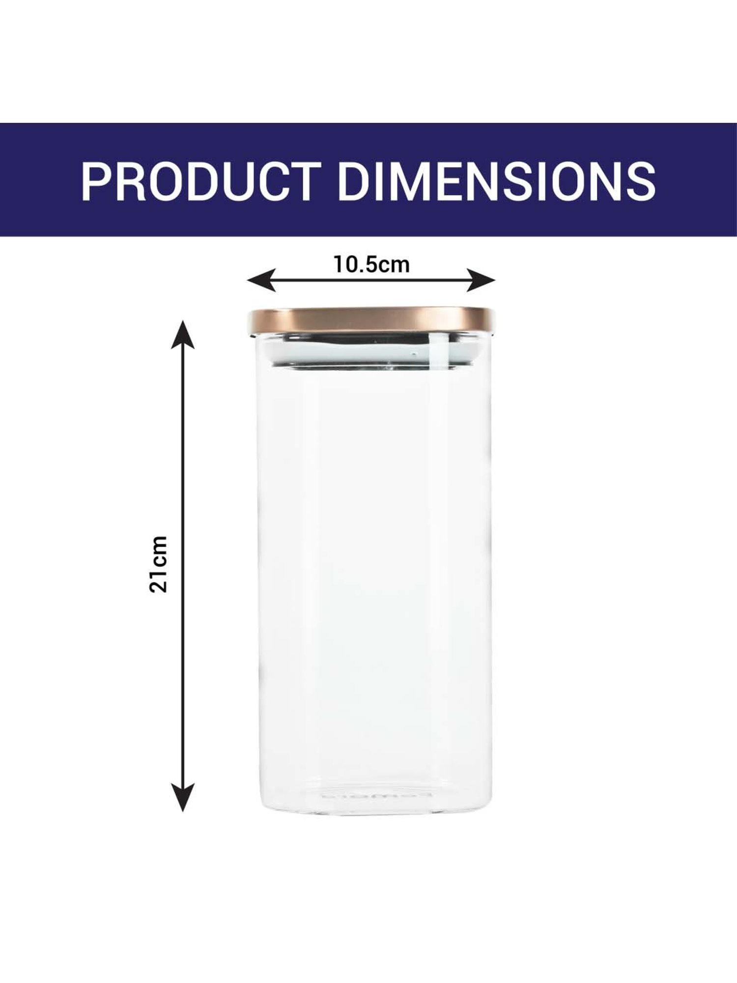 Femora Borosilicate Glass Kitchen Storage Jar With Airtight Steel Lid (1.5 L) - Set of 2