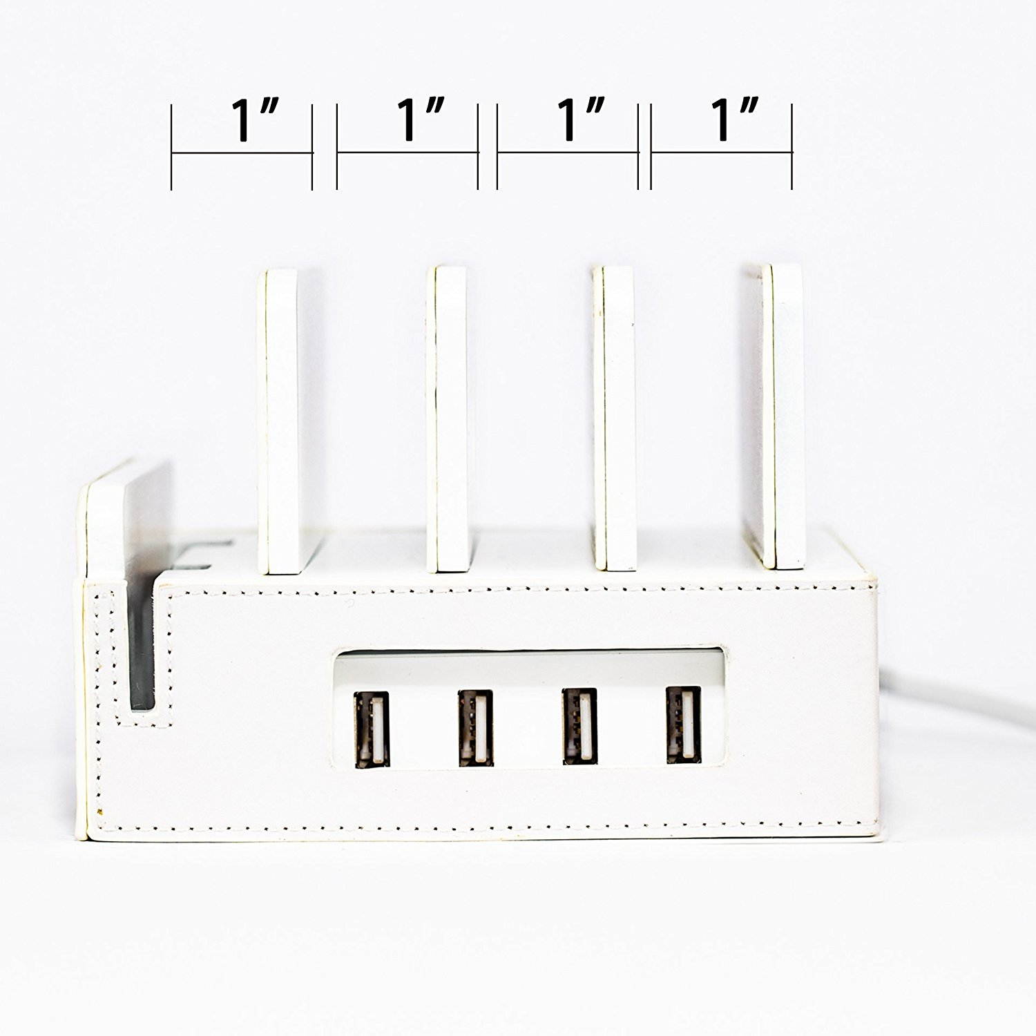 Compact Universal Desktop Cell Phone & Tablet/eReader/Kindle Charging Station, with Set of Cable Ties. Multiple Finishes Available - Black Leatherette