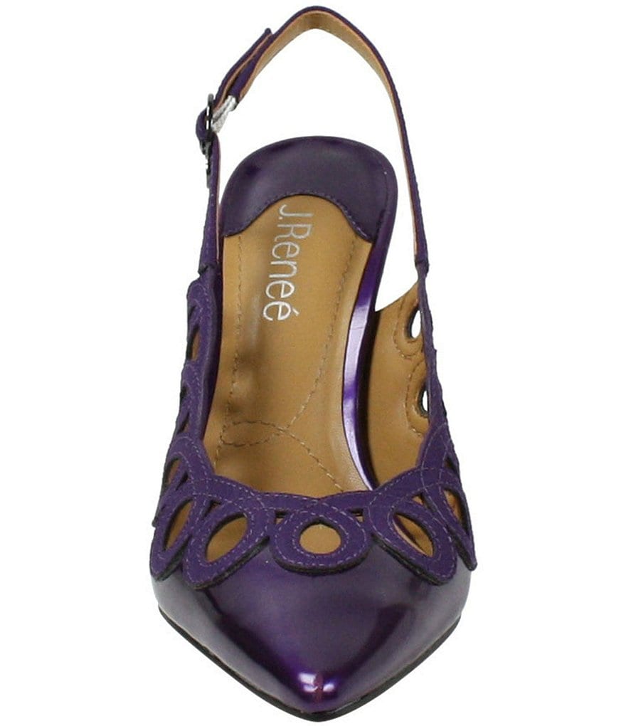 J. Renee Reghina Patent Cut-Out Detail Slingback Pumps