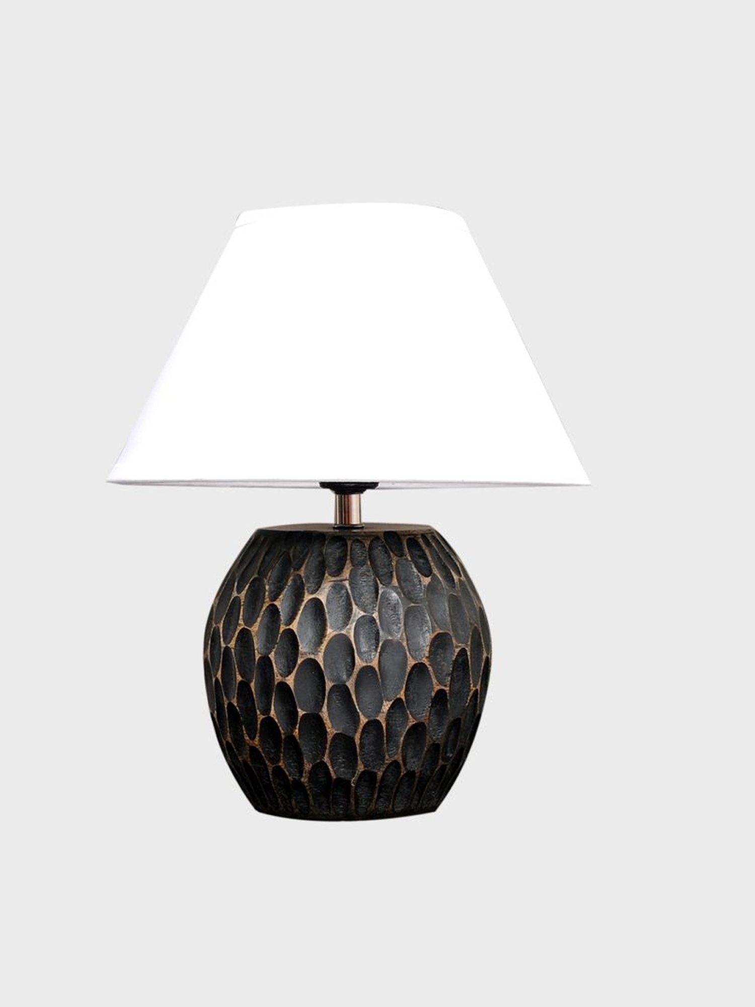 Kapoor Lamp Shades Black & White Wood Aida Mini Carved Table Lamp