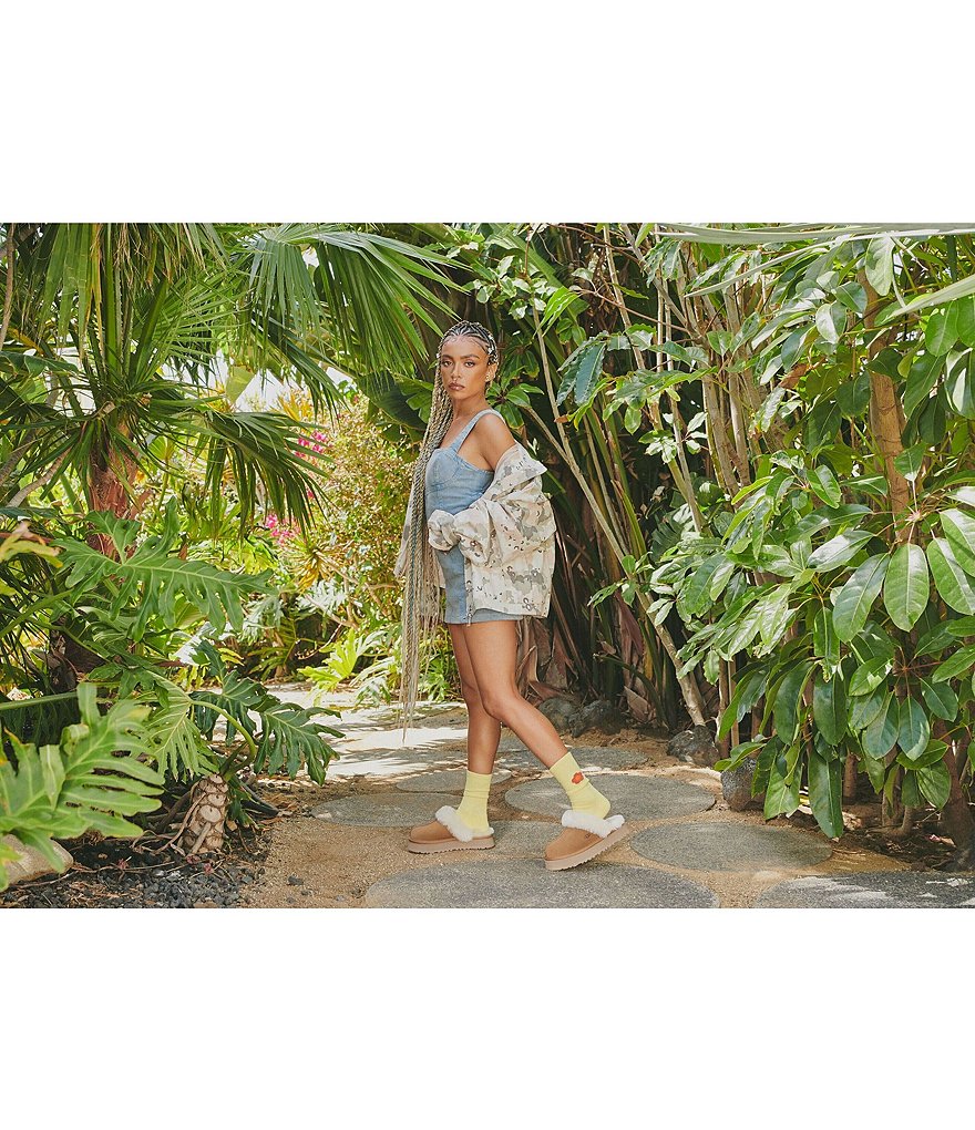 UGG&reg; Disquette Suede Fur Flatform Slides