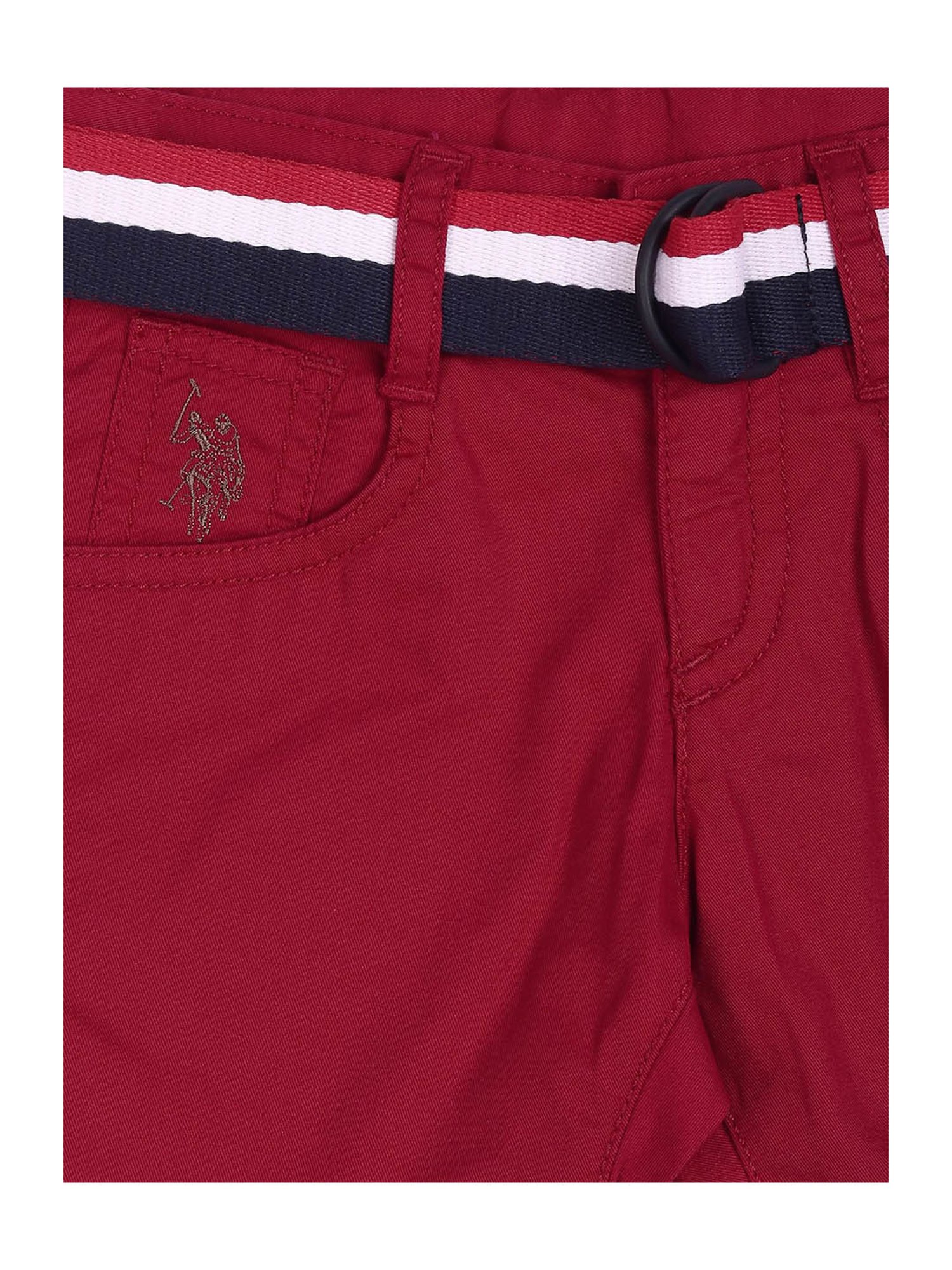U.S. Polo Assn. Kids Red Solid Shorts