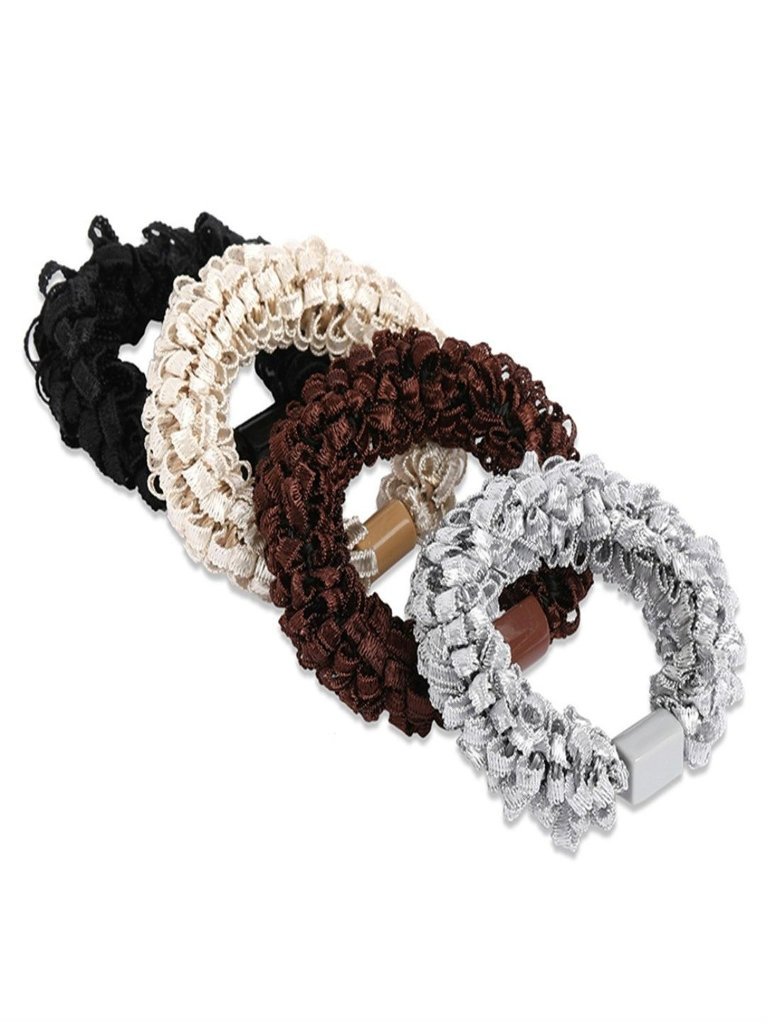 ToniQ Multicolor Textured Hair Rubber - Set of 4