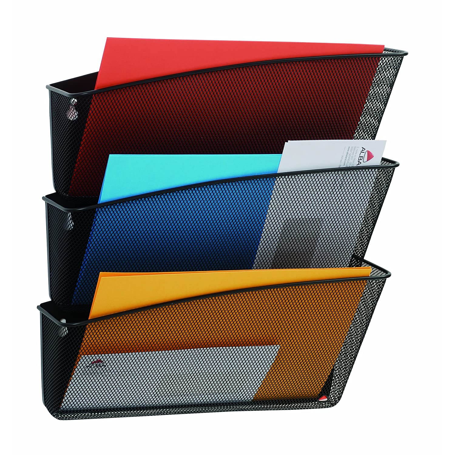 Alba Mesh Three-Pocket Wall File,Black (MESHFILEN)