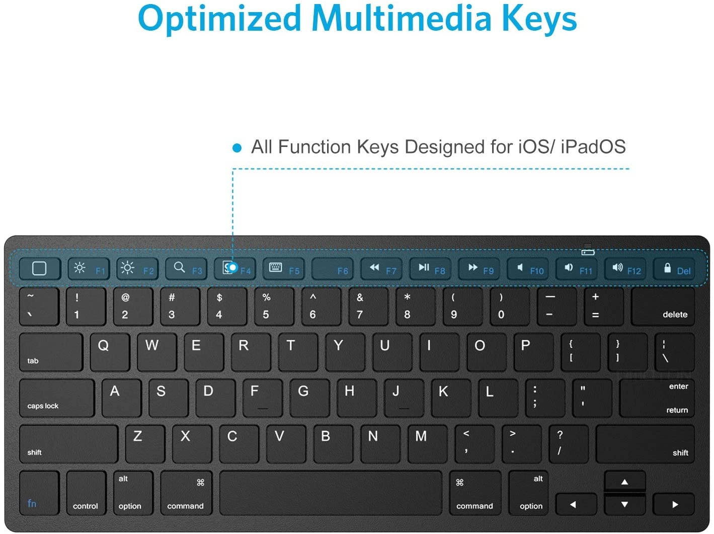OMOTON Ultra-Slim Bluetooth Keyboard Compatible with iPad 10.2(8th/ 7th Generation)/ 9.7, iPad Air 4th Generation, iPad Pro 11/12.9, iPad Mini, and More Bluetooth Enabled Devices, Black