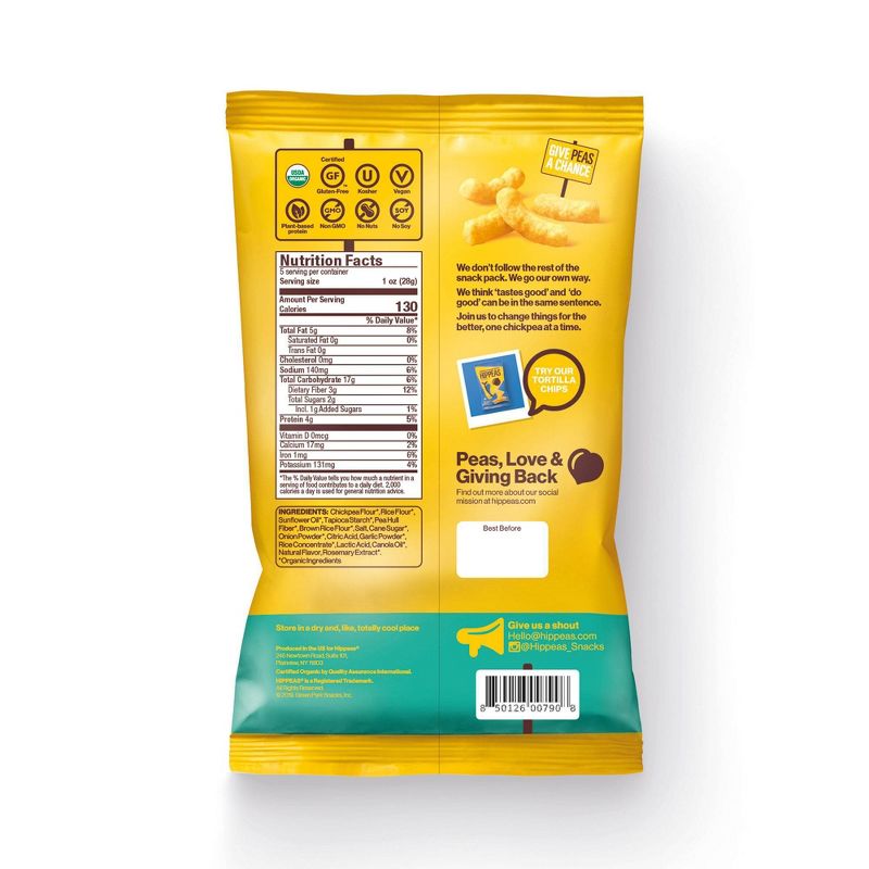 Hippeas Vegan White Cheddar Organic Chickpea Puffs - 5oz