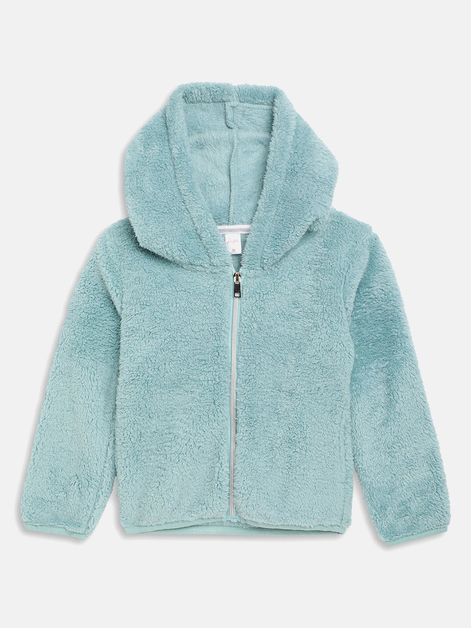 METTLE Kids Light Blue Solid Full Sleeves Hoodie
